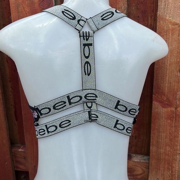 Bebe Black and Pink Floral Bra with Size M - Picture 4 of 5